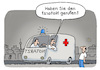 Cartoon: Notarzt 112 (small) by Lo Graf von Blickensdorf tagged krankenwagen,notarzt,spiegelschrift,rotes,kreuz,mann,sanitäter,feuerwehr,notruf,karikatur,lo,graf,cartoon,notarzteinsatz,unfall,doktor,verletzte,notfall