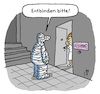 Cartoon: Notfall (small) by Lo Graf von Blickensdorf tagged verbunden,mumie,entbindung,hebamme,notfall,kreißsaal,geburtshelferin,karikatur,lo,graf,cartoon,haustür,geburt,baby,krankenschwester,treppenhaus,gesundheit,krank,klinik