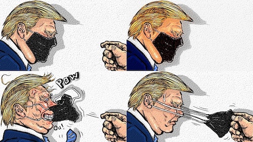 Cartoon: Mask (medium) by takeshioekaki tagged donald,trump