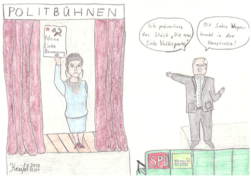 Cartoon: Oskars Traumtheater (medium) by kneissar tagged politik,parteien,deutschland,linke,lafontaine,wagenknecht