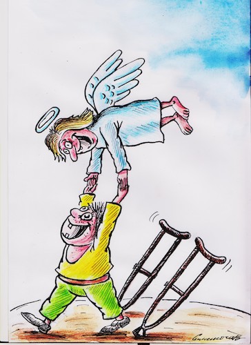 Cartoon: End Polio Draw (medium) by vadim siminoga tagged polio,diseasepolio,disease,children,medicine,corruption,angel