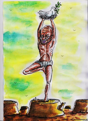 Cartoon: Gandhi (medium) by vadim siminoga tagged crisis,love,world,faith,philosophy,talent