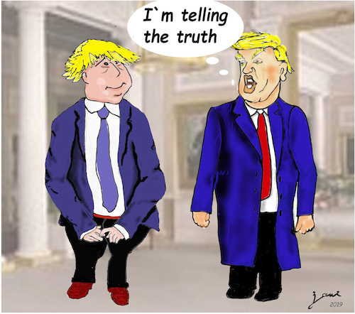 Cartoon: kurze Beine (medium) by jpn tagged lügen,haben,kurze,beine,trump,johnsen,impeachment,brexit,usa,uk