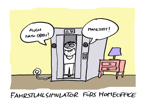 Cartoon: Aufzüglich (medium) by Bregenwurst tagged homeoffice,fahrstuhl,aufzug,simulator