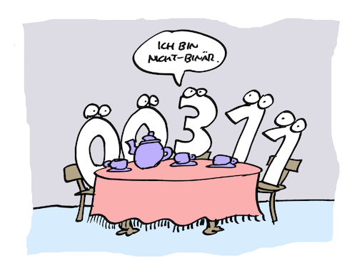 Cartoon: Binär (medium) by Bregenwurst tagged math2022,binär,nichtbinär,zahlen