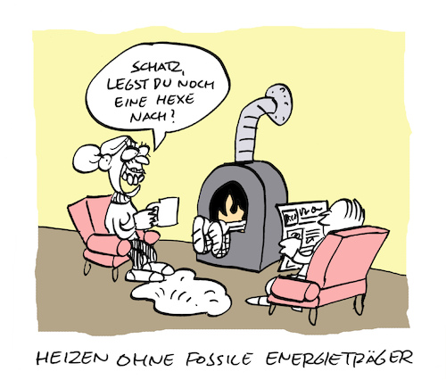 Cartoon: Brennstoff (medium) by Bregenwurst tagged heizen,brennstoff,fossile,energie,hexe,ofen