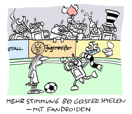Cartoon: Coronafans (medium) by Bregenwurst tagged coronavirus,pandemie,fußball,geisterspiele,androide,fans