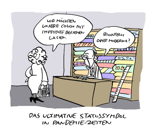 Cartoon: Distinktion (medium) by Bregenwurst tagged coronavirus,pandemie,impfstoff,couch,biontech,moderna