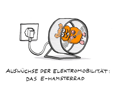 Cartoon: Elektrohamster (medium) by Bregenwurst tagged elektromobilität,hamsterrad,steckdose,strom,nager