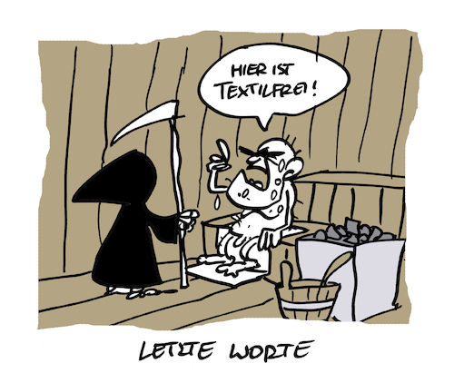 Cartoon: Ende (medium) by Bregenwurst tagged sauna,tod,textilfrei,letzte,worte