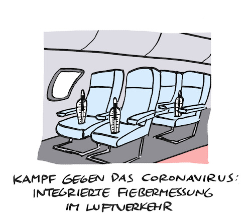 Cartoon: Fiebrig (medium) by Bregenwurst tagged coronavirus,fieber,thermometer,messung,flugzeug,lunge