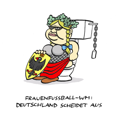 Cartoon: Finis Germaniae (medium) by Bregenwurst tagged wm,frauenfußball,ausscheiden,germania,deutschland
