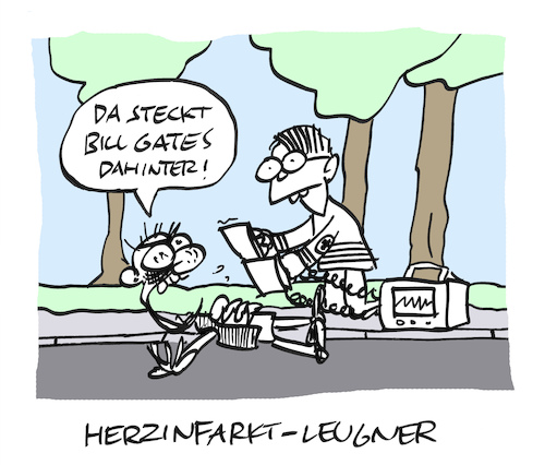 Cartoon: Herzig (medium) by Bregenwurst tagged coronavirus,pandemie,coronaleugner,herzinfarkt,verschwörungstheorie