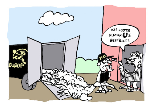 Cartoon: Krok (medium) by Bregenwurst tagged krokus,krokos,krokodil,fleurop