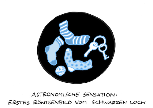 Cartoon: Lochbild (medium) by Bregenwurst tagged schwarzes,loch,astronomie,eht,röntgen,einzelsocken