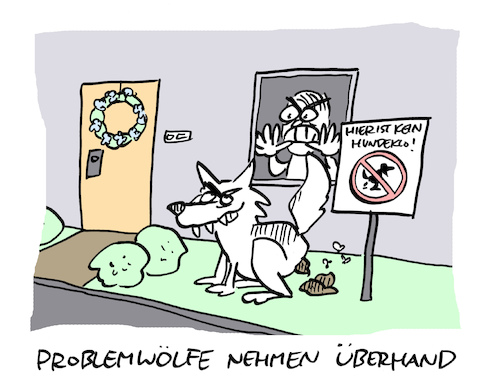Cartoon: Lupus (medium) by Bregenwurst tagged wolf,problemwolf,vorgarten,exkremente