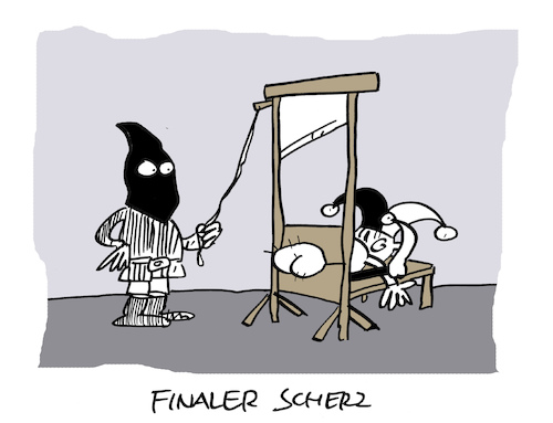 Cartoon: Narretei (medium) by Bregenwurst tagged narr,guillotine,hinrichtung,tod,scherz,arschgesicht