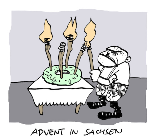 Cartoon: Nazvent (medium) by Bregenwurst tagged advent,sachsen,fackeln,adventskranz,nazi