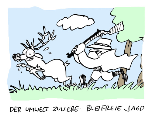 Cartoon: Ökopirsch (medium) by Bregenwurst tagged jagd,blei,hirsch,umwelt,totschlag