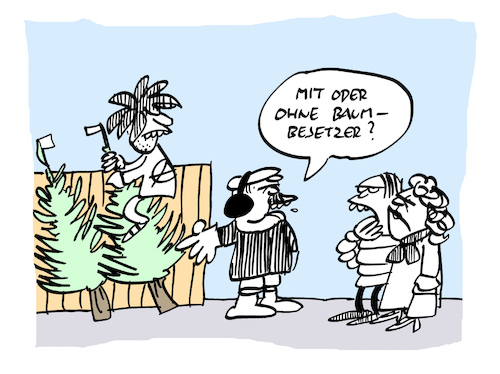 Cartoon: Otannenbaum (medium) by Bregenwurst tagged weihnachten,christbaum,besetzung,protest,forst