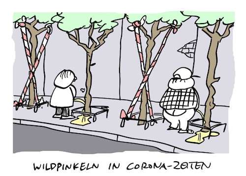 Cartoon: Pidemie (medium) by Bregenwurst tagged coronavirus,pandemie,abstand,wildpinkeln,baum