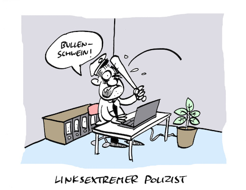 Cartoon: Polinomer (medium) by Bregenwurst tagged polizei,extremismus,selbstverletzung,links,rechts