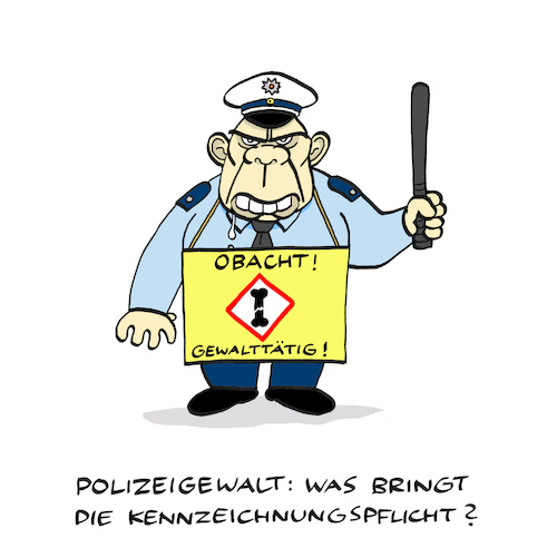 Cartoon: Prügelknabe (medium) by Bregenwurst tagged polizei,gewalt,kennzeichnung,schlagstock