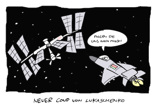 Cartoon: Spacenapping (medium) by Bregenwurst tagged lukaschenko,flugzeug,entführung,ryanair,weißrussland,iss