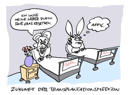 Cartoon: Tierisch (medium) by Bregenwurst tagged transplantation,chirurgie,schweineherz,leber,foie,gras