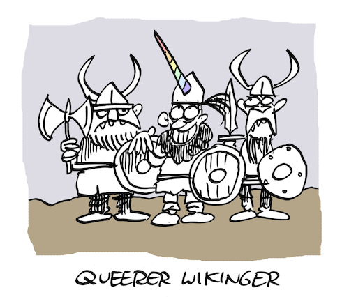 Cartoon: Wikinqueer (medium) by Bregenwurst tagged wikinger,queer,einhorn,schwul