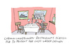 Cartoon: Halbierung (small) by Bregenwurst tagged coronavirus,pandemie,lockerungen,gastronomie,restaurants,halbwesen