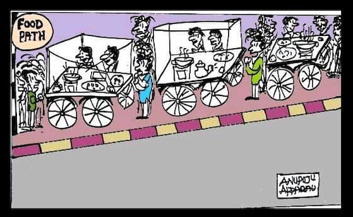 Cartoon: Foot path Food Market (medium) by APPARAO ANUPOJU tagged food,path