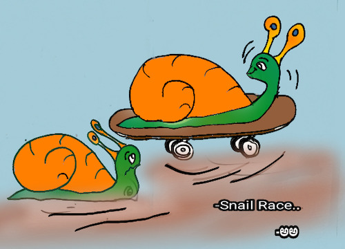 Cartoon: Snail Racing (medium) by APPARAO ANUPOJU tagged snail,racing
