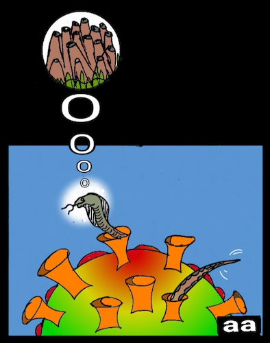 Cartoon: Snake Thinking coron as Ant hill (medium) by APPARAO ANUPOJU tagged snake,corona,ant,hill