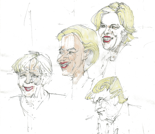 Cartoon: Schönheit Anmut Freude (medium) by herranderl tagged merkel,leyen,klöckner,trump