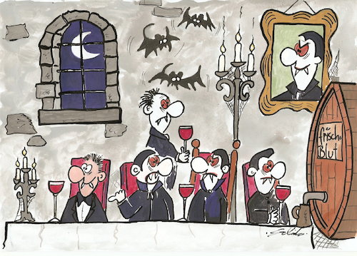Cartoon: Vampire unter sich (medium) by schöb tagged blutsauger