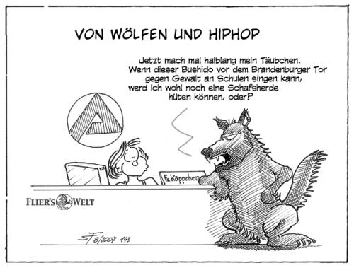 Cartoon: Von Wölfen und HipHop (medium) by FliersWelt tagged berlin,bushido,hiphop