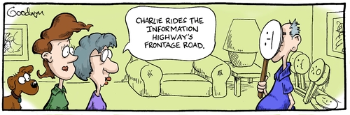 Cartoon: Frontage Road (medium) by Goodwyn tagged frontage,highway,super,information,emoticon,road