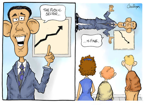 Cartoon: The Public Sector (medium) by Goodwyn tagged unemployment,economy,chart,people,obama