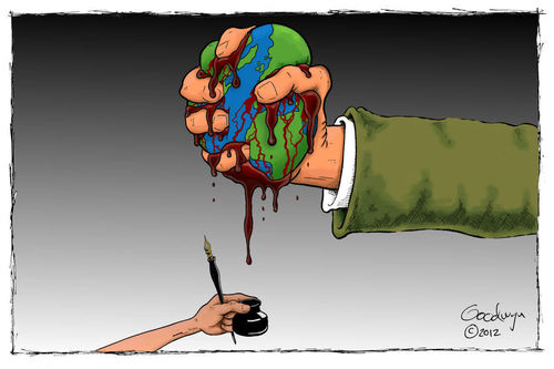 Cartoon: Tyranny Fuels Cartoonists Expres (medium) by Goodwyn tagged tyranny,ink,blood,earth,world