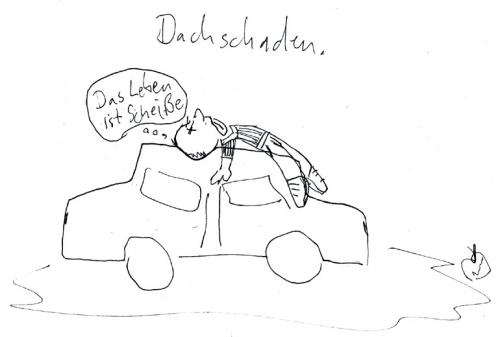 Cartoon: Dachschaden (medium) by Der Apfel tagged unfall,auto