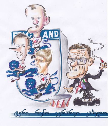 Cartoon: England football (medium) by bebetokaspi tagged terry,gerard,rooney,capello