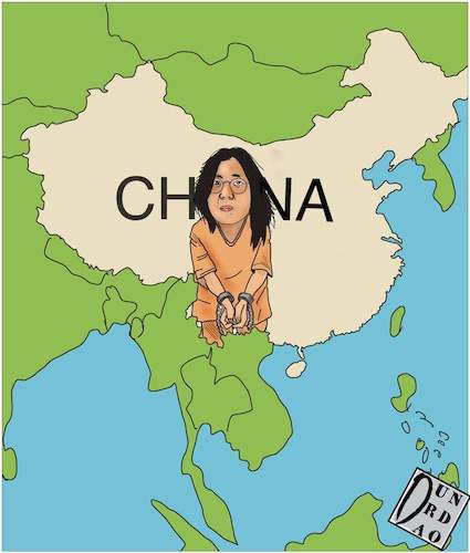Cartoon: Cina arresto della giornalista (medium) by Christi tagged cina,pechino,giornalista,covid,whuan