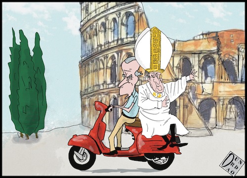 Cartoon: G20 (medium) by Christi tagged biden,papa,francesco,papato,presidente,roma,g20