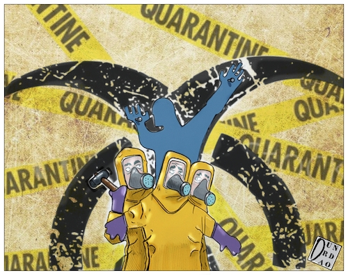Cartoon: La quarantena infinita (medium) by Christi tagged coronavirus,quarantena,emergenzasanitaria,contagio,virus