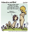 Cartoon: adam eve and god 08 (small) by mortimer tagged mortimer mortimeriadas cartoon comic gag adam eve god bible paradise eden biblical christian original sin sex nude toons hairy belly blonde