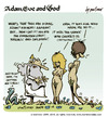 Cartoon: adam eve and god 21 (small) by mortimer tagged mortimer,mortimeriadas,cartoon,comic,gag,adam,eve,god,bible,paradise,eden,biblical,christian,original,sin,sex,nude,toons,hairy,belly,blonde