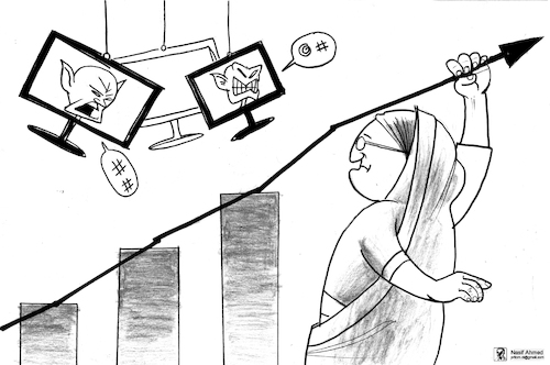 Cartoon: Bad practice of media (medium) by Nasif Ahmed tagged cartoon,politics,hasina