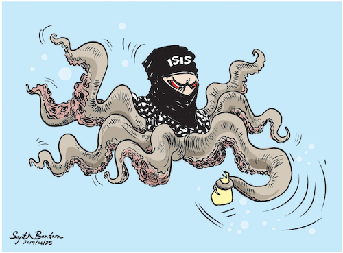 Cartoon: ISIS attackes to Sri Lanka. (medium) by Sajith Bandara tagged isis,attack