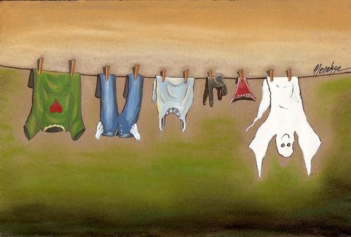 Cartoon: cleaning (medium) by menekse cam tagged woman,cleaning,dress,tshirt,pants,undershirt,brassiere,panties,soul